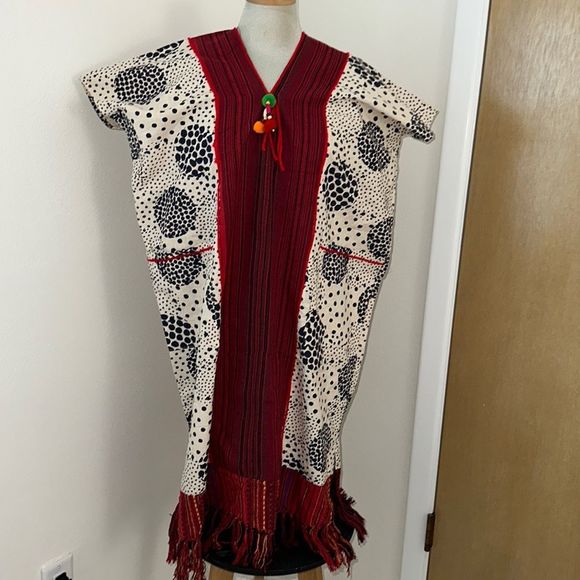 Navy red tassel kaftan ceremonial medium m anthropologie - Picture 3 of 8